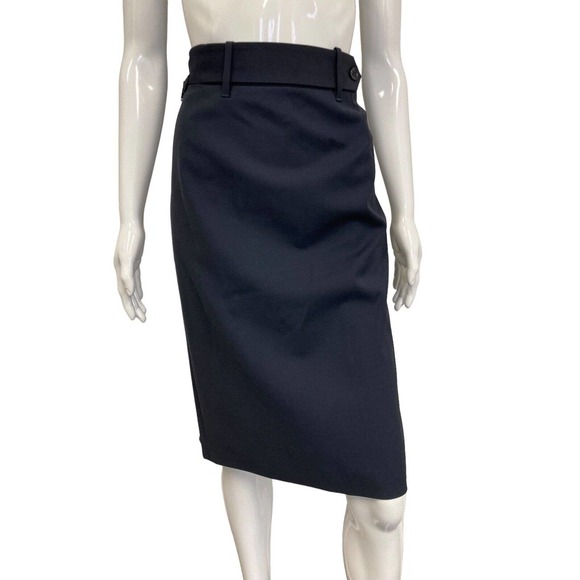 RED VALENTINO Navy Blue Wool Blend Straight Knee Length Skirt Size 44 US 8 - Picture 2 of 5